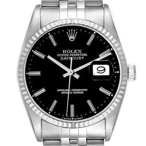 Rolex Datejust Blue Dial Fluted Bezel Steel White Gold Watch