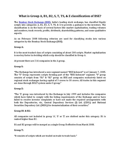 Classification of Bse Companies | PDF | Stocks | Securities (Finance)