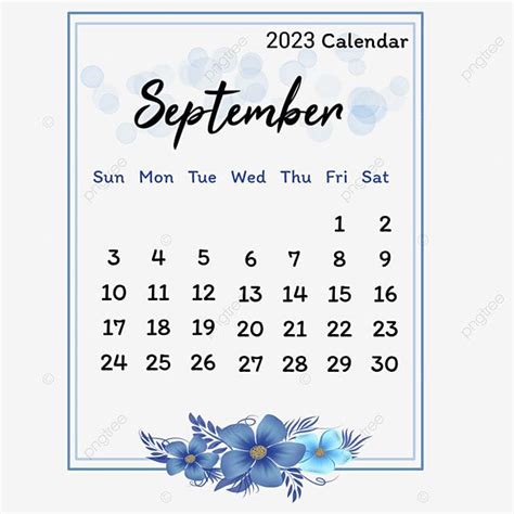 Calendar September 2023 PNG Image, September 2023 Calendar In Frame, September, Calendar In Blue ...