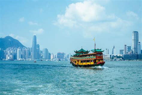 A Party Junk Sails Out Of Victoria Harbor In Hong Kong China Stock