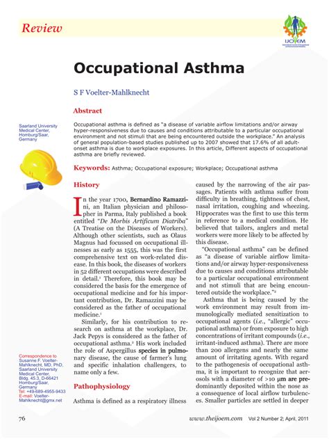 Pdf Occupational Asthma