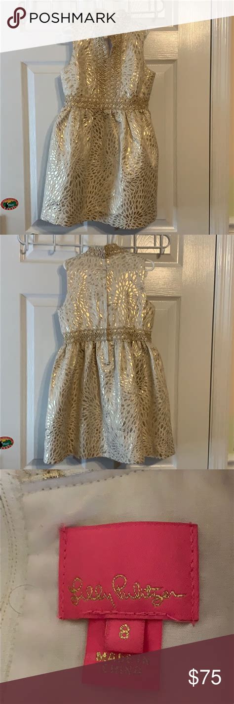 Lily Pulitzer Gold Metallic Lagoon Jacquard Dress Jacquard Dress