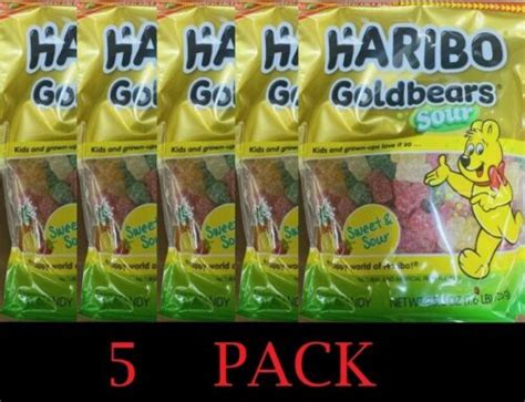 5x Haribo Gummy Bears Fruit Chewy Gummi SOUR Goldbears 25 6 Oz Bag