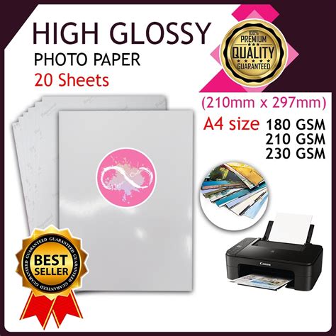 A4 180gsm 210gsm 230gsm Photo Paper Glossy Printer Photographic Paper