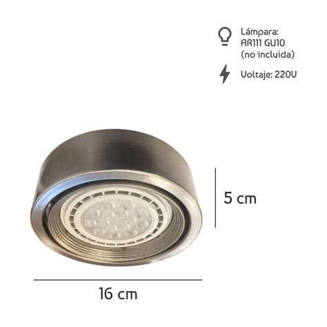 LUZ DESING Plafon Spot Ar111 Platil Semiembutido Apto Led Luz Desing