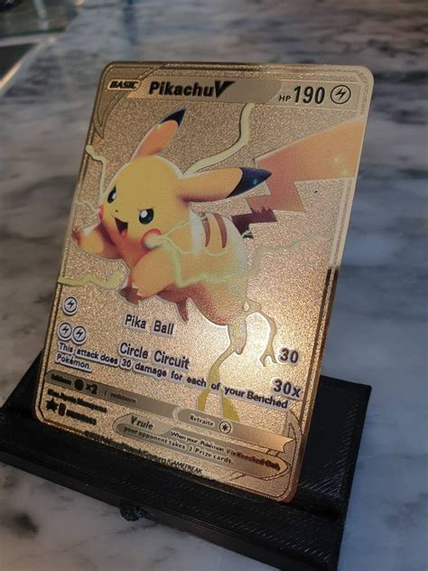 GOLD Pikachu V Pokemon Card Promo Hyper Rare Vmax Metal Vivid Etsy