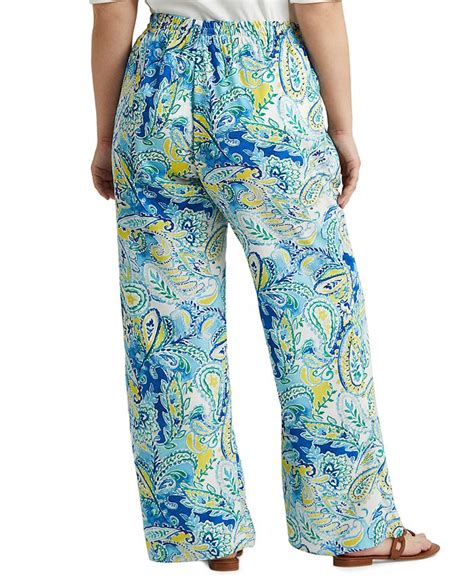 Lauren Ralph Lauren Plus Size Paisley Crepe Wide Leg Pants And Reviews Pants And Capris Plus