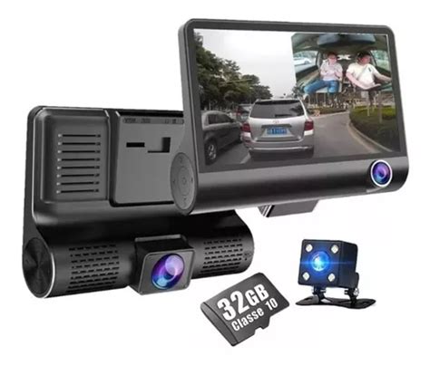 Câmera Automotiva Filmadora Veicular 3 Lentes Hd Dvr 1080p