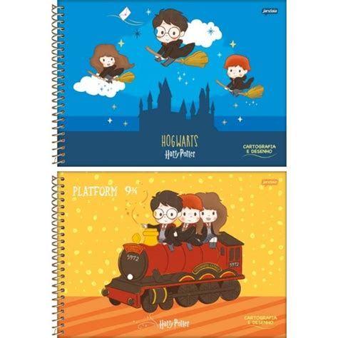 Caderno Espiral Cartografia E Desenho Capa Dura 96 Fls Harry Potter