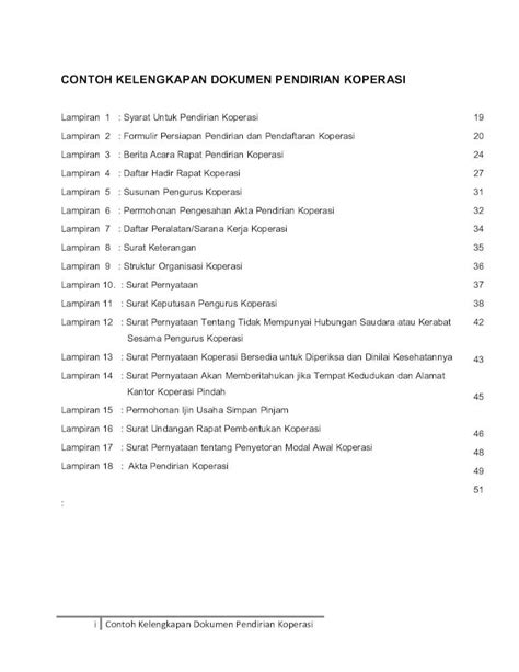 Pdf Contoh Kelengkapan Dokumen Untuk Pendirian Koperasi Dokumentips