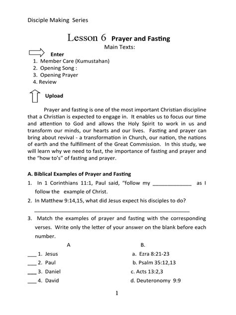 Lesson 6 Prayer and Fasting | PDF | Fasting | Prayer