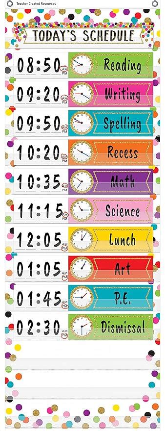 Teacher Created Resources Confetti 14 Pocket Daily Schedule