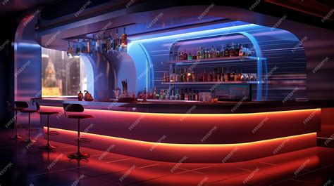 Premium Photo Futuristic Bar With A Cool Technological Light