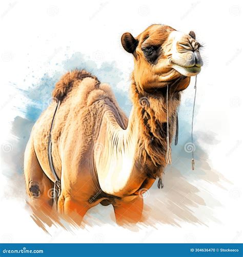 Cool Camel Realistic Impressionism Illustration With Gentle