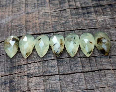 Natural Prehnite Pear Shape Rose Cut Cabochon Gemstone Calibrated