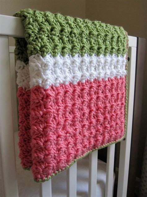 Chunky Preppy Baby Girl Reversible Crochet Blanket Chunky Crochet