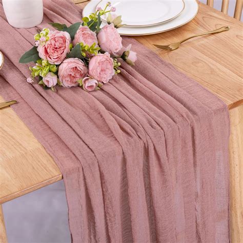 Amazon Sajoo Dusty Rose Cheesecloth Table Runner Boho Gauze Table