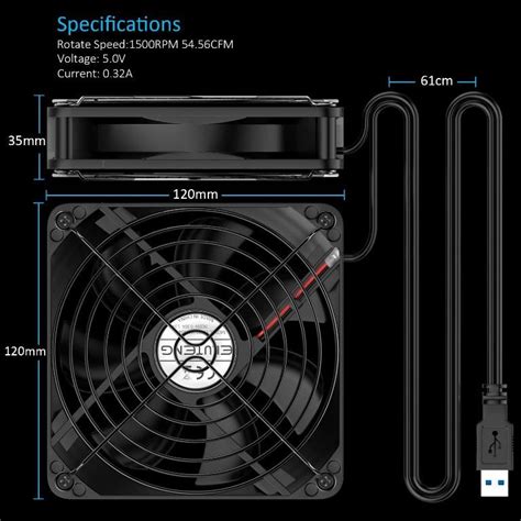 Eluteng Mm Fan In Dual Usb Fan Silent Computer Cooling