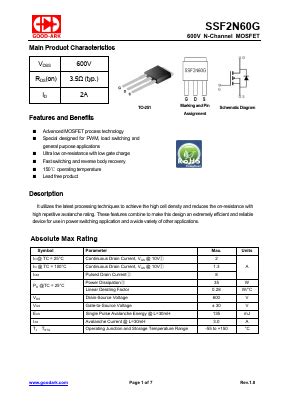 SSF2N60G Datasheet PDF GOOD ARK