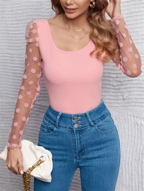 Neck Crop Top Knit Crop Top Scoop Neck Top Casual Pink Fashion Puff Sleeve Types Of