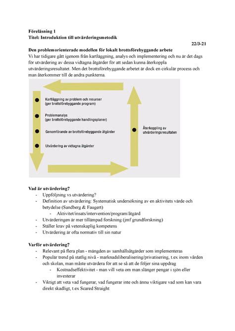 Föreläsning 1 Introduktion Till Utvärderingsmetodik Föreläsning 1