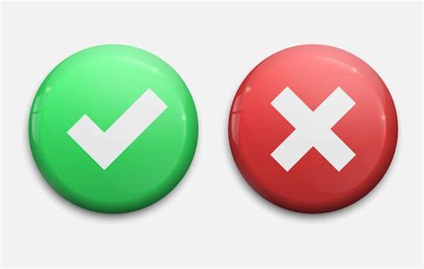 Premium Vector Tick And Cross Signs Green Checkmark Ok And Red X Icons