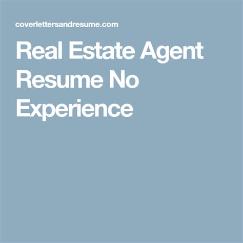 Real Estate Agent Resume No Experience In 2024 Real Estate Agent Job