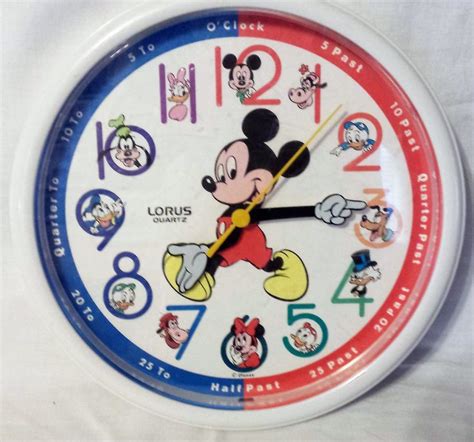 Lorus Quartz Mickey Mouse Tell Time Analog Wall Clock White Etsy