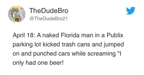 April A Naked Florida Man In A Publix Parking Lot Kicked Trash Cans