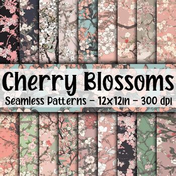 Seamless Cherry Blossoms Digital Paper 18 Papers 12x12 Papers By