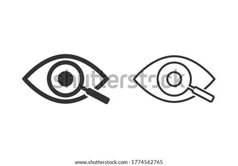 Magnifier Eye Outline Line Icon Set Stock Vector (Royalty Free ...