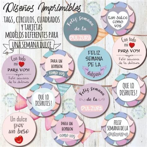 Kit Imprimible Semana De La Dulzura Tags Etiquetas Tarjetas En Venta En