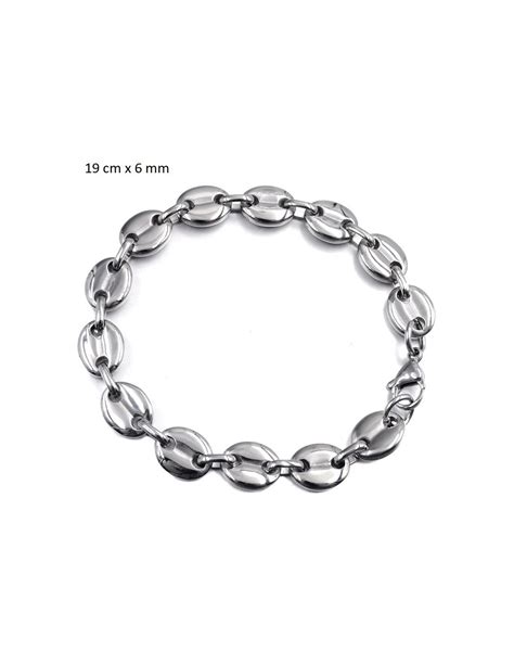 Bracelet grain de café 19 cm x 6 mm en acier