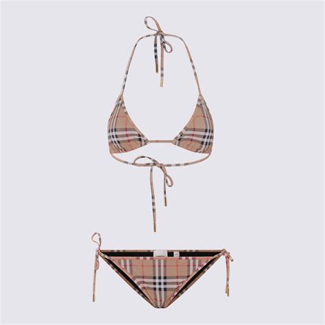 Buy Burberry Check Motif Triangle Bikini Set Beige At 33 Off