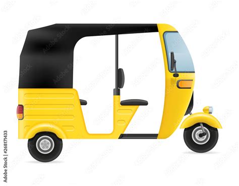 Motor Rickshaw Tuk Tuk Indian Taxi Transport Vector Illustration Stock