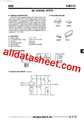 NJM2115D Datasheet PDF New Japan Radio