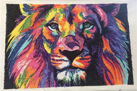 Brown Mane Lion Design Embroidery Hand Embroidery