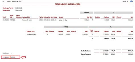 Fatura Bazlı Alış ve Satış Raporu Tasarımına Saat Alanı Eklendi DİA