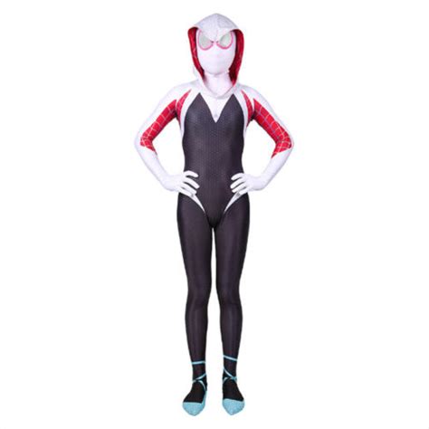 Kids Spider Man Into The Spider Verse Gwen Stacy Suit Cosplay Costume