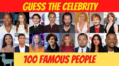 Guess The Famous Person Quiz Printable Celebrity 100 Of Most People In