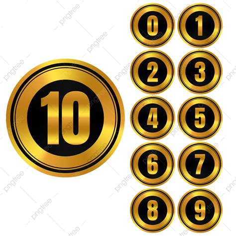 Circle Gold Number Set Gold Number Luxury Gold Number Collection Png