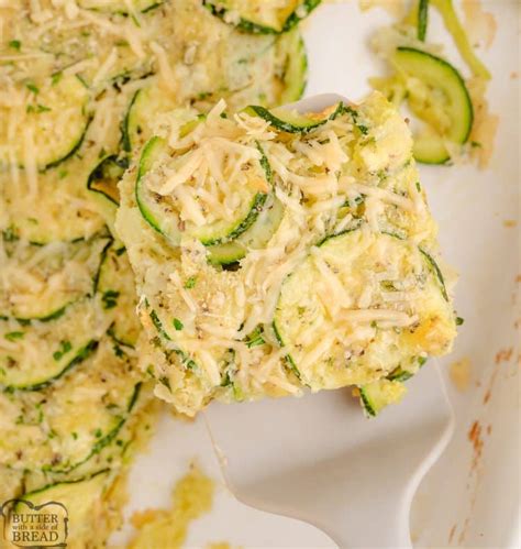 Baked Zucchini Parmesan Casserole Butter With A Side Of Bread