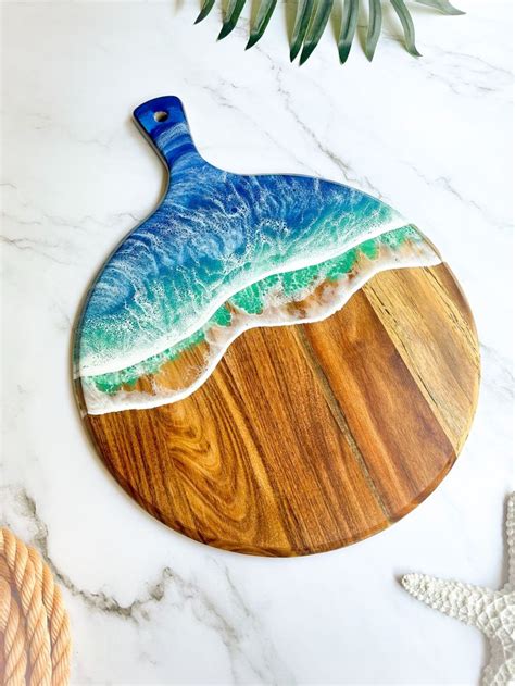 Beach Cheese Board Ocean Charcuterie Grazing Board Resin Etsy In