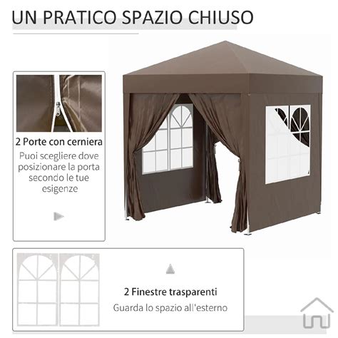 Vivagarden Gazebo Giardino X Mt Pieghevole Con Pareti Rimovibili E