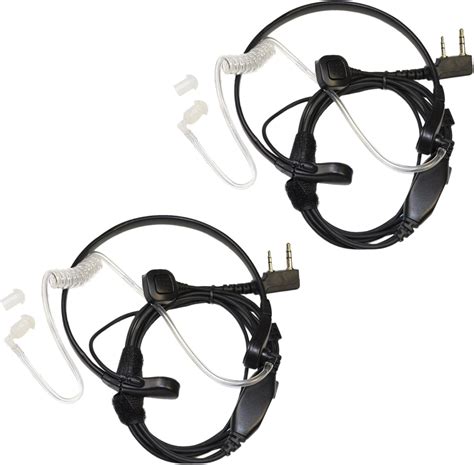 Amazon Hqrp Pack Acoustic Tube Earpiece Ptt Throat Mic Headset