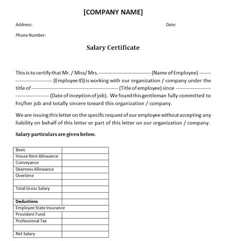 27 Editable Salary Certificate Templates In Ms Word