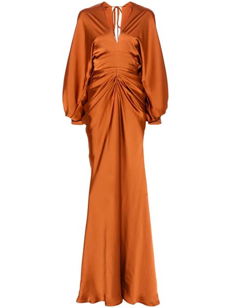 Ana Radu Satin Maxi Dress Brown Farfetch