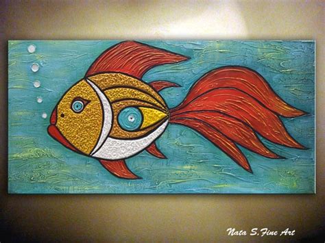 Original Fish Painting Abstract Koi Fish Art Animal Wall | Etsy