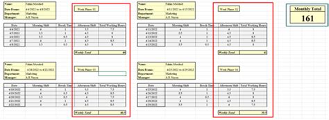 Excel Timesheet formula