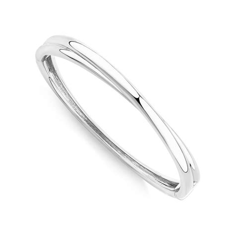 61mm Oval Bold Link Bangle In Sterling Silver